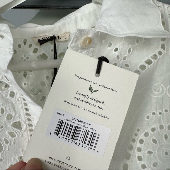 NWT Spell & The Gypsy Collective Lottie Oversized Eyelet Button Shirt Dress S - Picture 4 of 7